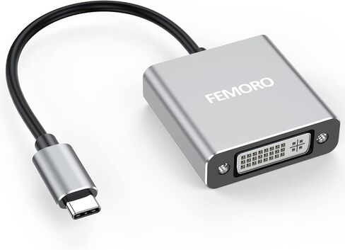 محول FEMORO USB C إلى DVI، محول USB من النوع C (Thunderbolt 3 & 4) إلى DVI-D ذكر إلى أنثى يدعم 1080p@60hz متوافق مع MacBook Air 2022/2020/2018، Dell XPS 17/15/13، Surface Book 3/2 in Kuwait