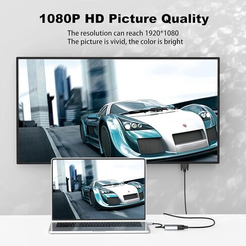 محول FEMORO USB C إلى DVI، محول USB من النوع C (Thunderbolt 3 & 4) إلى DVI-D ذكر إلى أنثى يدعم 1080p@60hz متوافق مع MacBook Air 2022/2020/2018، Dell XPS 17/15/13، Surface Book 3/2 in Kuwait