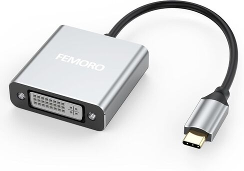 محول FEMORO USB C إلى DVI، محول USB من النوع C (Thunderbolt 3 & 4) إلى DVI-D ذكر إلى أنثى يدعم 1080p@60hz متوافق مع MacBook Air 2022/2020/2018، Dell XPS 17/15/13، Surface Book 3/2 in Kuwait