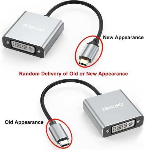 محول FEMORO USB C إلى DVI، محول USB من النوع C (Thunderbolt 3 & 4) إلى DVI-D ذكر إلى أنثى يدعم 1080p@60hz متوافق مع MacBook Air 2022/2020/2018، Dell XPS 17/15/13، Surface Book 3/2 in Kuwait