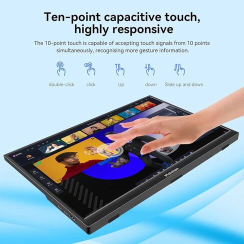 شاشة Pisichen المحمولة التي تعمل باللمس، شاشة لمس محمولة 16 بوصة 1920X1200P شاشة لمس محمولة HDMI USBC منفذ HDR IPS، 300cd/m2، شاشة خارجية لأجهزة الكمبيوتر المحمول والكمبيوتر والكمبيوتر Xbox in Kuwait