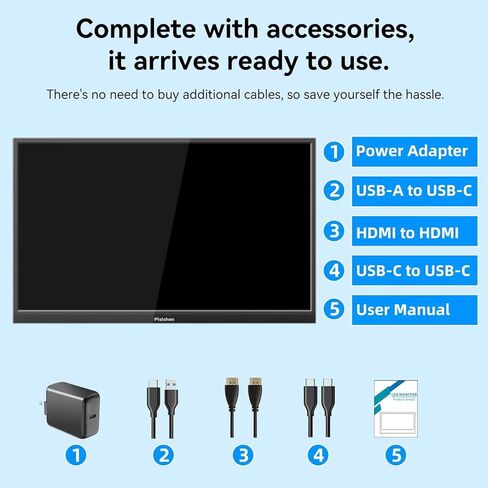 شاشة Pisichen المحمولة التي تعمل باللمس، شاشة لمس محمولة 16 بوصة 1920X1200P شاشة لمس محمولة HDMI USBC منفذ HDR IPS، 300cd/m2، شاشة خارجية لأجهزة الكمبيوتر المحمول والكمبيوتر والكمبيوتر Xbox in Kuwait