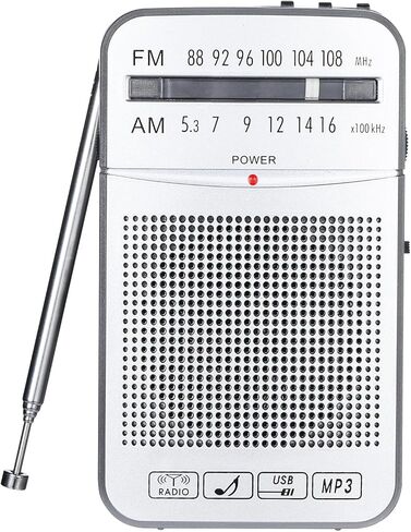 راديو ONGTEED المحمول AM FM Walkman، بطارية مدمجة قابلة لإعادة الشحن بقدرة 500 مللي أمبير في الساعة أو راديو جيب ترانزستور يعمل ببطارية 2AA مع مكبر صوت عالٍ، يدعم USB، بطاقة TF، مقبس سماعة رأس للركض والمشي in Kuwait