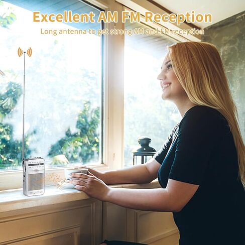 راديو ONGTEED المحمول AM FM Walkman، بطارية مدمجة قابلة لإعادة الشحن بقدرة 500 مللي أمبير في الساعة أو راديو جيب ترانزستور يعمل ببطارية 2AA مع مكبر صوت عالٍ، يدعم USB، بطاقة TF، مقبس سماعة رأس للركض والمشي in Kuwait