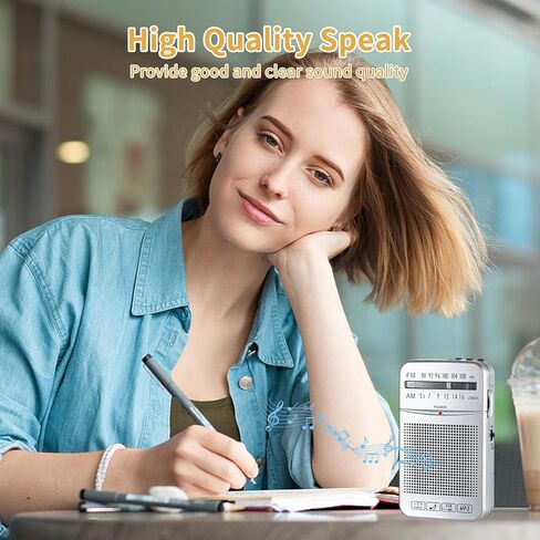 راديو ONGTEED المحمول AM FM Walkman، بطارية مدمجة قابلة لإعادة الشحن بقدرة 500 مللي أمبير في الساعة أو راديو جيب ترانزستور يعمل ببطارية 2AA مع مكبر صوت عالٍ، يدعم USB، بطاقة TF، مقبس سماعة رأس للركض والمشي in Kuwait