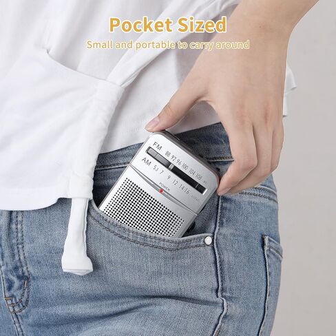 راديو ONGTEED المحمول AM FM Walkman، بطارية مدمجة قابلة لإعادة الشحن بقدرة 500 مللي أمبير في الساعة أو راديو جيب ترانزستور يعمل ببطارية 2AA مع مكبر صوت عالٍ، يدعم USB، بطاقة TF، مقبس سماعة رأس للركض والمشي in Kuwait