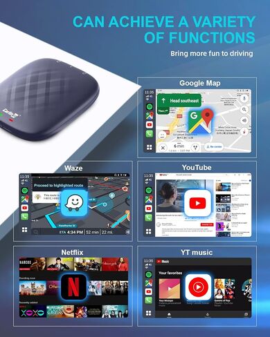 محول CarlinKit Android AI Box-2023 الجديد مع Android 13.0/Netflix/YouTube/Wireless CarPlay&Android Auto/GPS/4G، صندوق البث السحري لـ CarPlay السلكية وشاشة اللمس للسيارة، 8+128 جيجابايت مع منفذ بطاقة SIM/TF in Saudi Arabia