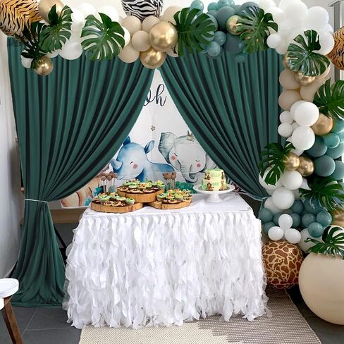 50ft x 10ft Ivory Backdrop Curtain for Wedding Ivory Wrinkle Free Backdrop Drapes Panels for Parties Baby Shower Bridal Shower Birthday Photo Photography Polyester Fabric Background Decoration in Saudi Arabia