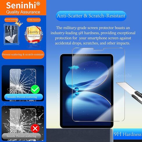 seninhi [2+2 حزمة] لجهاز iPad Pro 11 بوصة 2022/2021/2020 (الجيل الرابع/الثالث/الثاني) واقي شاشة 2 حزمة + واقي عدسة الكاميرا 2 حزمة، واقي شاشة من الزجاج المقسى [مع إطار سهل التركيب] [صلابة 9H] [مضاد لـ خدش] [خالٍ من الفقاعات] - شفاف in Kuwait