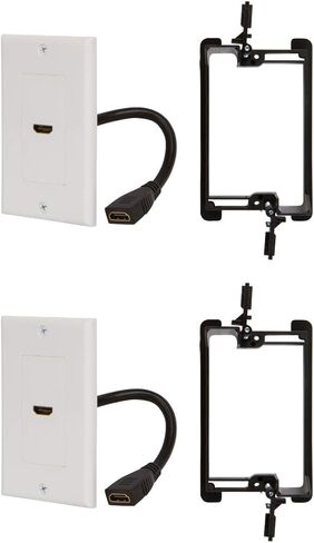 لوحة الحائط HDMI نقطة المشتري | منفذ HDMI 2.0 فردي مدرج في قائمة UL مع ضفيرة مدمجة مقاس 6 بوصات ودعامة تثبيت، يدعم إيثرنت وفيديو 4K، كابل مثالي للمسارح المنزلية (أبيض) - 5 عبوات in Kuwait