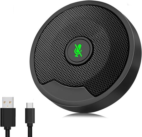 هفوير ميكروفون USB للمؤتمرات للكمبيوتر متعدد الاتجاهات مكثف للكمبيوتر واللاب توب مع كتم صوت فوري USB C قابل للفصل لسكايب ومؤتمرات الفيديو والاجتماعات والالعاب والدردشة ودعم ويندوز وماك in Kuwait