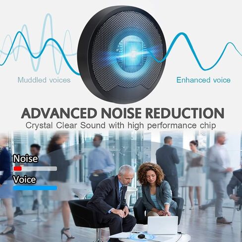 هفوير ميكروفون USB للمؤتمرات للكمبيوتر متعدد الاتجاهات مكثف للكمبيوتر واللاب توب مع كتم صوت فوري USB C قابل للفصل لسكايب ومؤتمرات الفيديو والاجتماعات والالعاب والدردشة ودعم ويندوز وماك in Kuwait