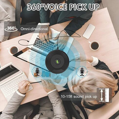 هفوير ميكروفون USB للمؤتمرات للكمبيوتر متعدد الاتجاهات مكثف للكمبيوتر واللاب توب مع كتم صوت فوري USB C قابل للفصل لسكايب ومؤتمرات الفيديو والاجتماعات والالعاب والدردشة ودعم ويندوز وماك in Kuwait