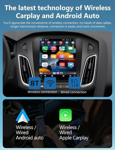 ستيريو سيارة 9.7 بوصة لسيارة Ford Focus 2012-2018 مع Carplay Android Auto، شاشة لمس Android صوت راديو السيارة مع كاميرا احتياطية، ملاحة GPS، Hi-Fi، SWC، WiFi، راديو FM/RDS، 2+32G in Saudi Arabia