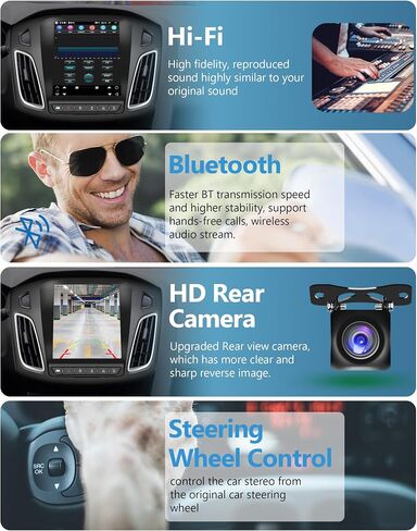 ستيريو سيارة 9.7 بوصة لسيارة Ford Focus 2012-2018 مع Carplay Android Auto، شاشة لمس Android صوت راديو السيارة مع كاميرا احتياطية، ملاحة GPS، Hi-Fi، SWC، WiFi، راديو FM/RDS، 2+32G in Saudi Arabia