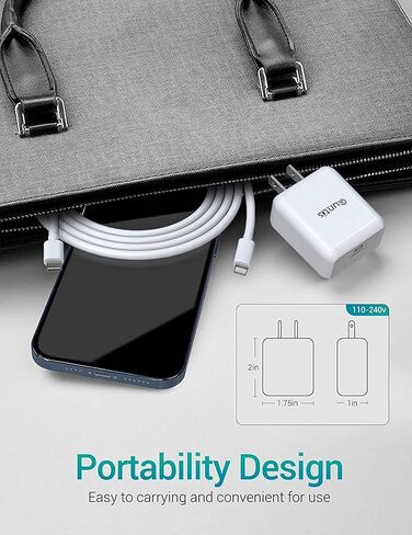 شاحن iPhone سريع [معتمد من Apple MFi]، قابس شاحن USB عالي السرعة 20 وات مع كابل USB C إلى Lightning بطول 6 أقدام لهاتف iPhone 14 13 Mini Pro Max 12 11 XS XR X iPad AirPods، أبيض in Kuwait