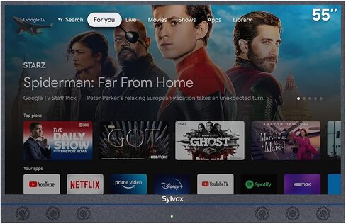 SYLVOX 55 Inch Outdoor TV 4K UHD Smart TV 6 Front Speakers 1000NIT High Bright Waterproof Android HDR TV Garden Series 2023, Gray in Saudi Arabia