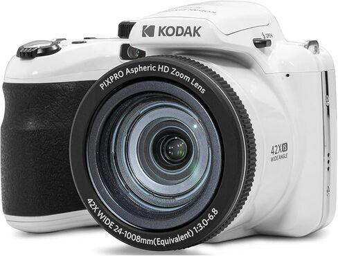 كوداك كاميرا رقمية استرو زووم AZ421 بدقة 16 ميجابكسل مع تقريب بصري 42X وشاشة LCD 3 انش (ابيض) حزمة 32GB من بيكسبرو in Kuwait