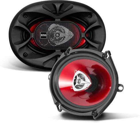 BOSS Audio Systems CH5730B Chaos Series 5 x 7 Inch Car Stereo Door Speakers - 300 Watts Max, 3 Way, Full Range Audio, 1 Inch and 0.5 inch Tweeters, Coaxial, Sold in Pairs in Saudi Arabia