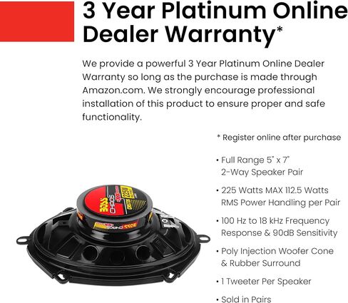 BOSS Audio Systems CH5730B Chaos Series 5 x 7 Inch Car Stereo Door Speakers - 300 Watts Max, 3 Way, Full Range Audio, 1 Inch and 0.5 inch Tweeters, Coaxial, Sold in Pairs in Saudi Arabia