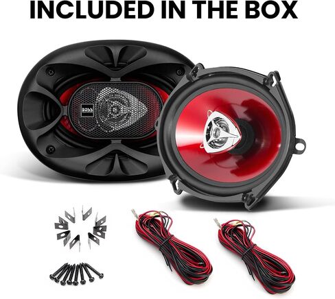 BOSS Audio Systems CH5730B Chaos Series 5 x 7 Inch Car Stereo Door Speakers - 300 Watts Max, 3 Way, Full Range Audio, 1 Inch and 0.5 inch Tweeters, Coaxial, Sold in Pairs in Saudi Arabia