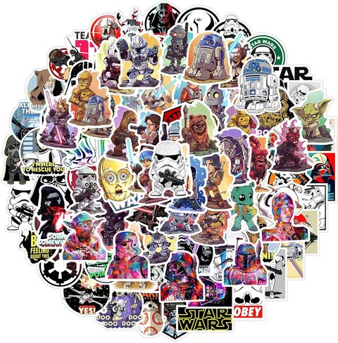 100PCS Star Wars Stickers for Laptop Water Bottle Luggage Snowboard Bicycle Skateboard Decal for Kids Teens Adult Waterproof Aesthetic Stickers in Kuwait