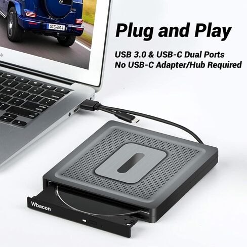 محرك اقراص ضوئية مزدوج الواجهة من واباكون مناسب للابتوب او الكمبيوتر المكتبي مثل ويندوز 7 8 10 11 وماك او اس ولينكس in Kuwait