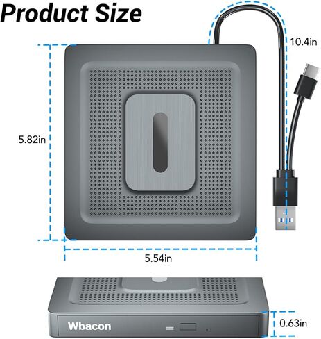 محرك اقراص ضوئية مزدوج الواجهة من واباكون مناسب للابتوب او الكمبيوتر المكتبي مثل ويندوز 7 8 10 11 وماك او اس ولينكس in Kuwait