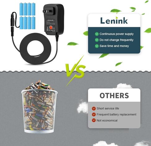 محول إمداد طاقة تيار متردد قابل للتعديل من لينينك، مجموعة استبدال البطارية لبطارية AA، استبدل 2AA 3AA 4AA 6AA 8AA (أسود، 1.8 متر/5.9 قدم) in Kuwait