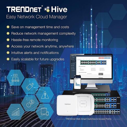 TRENDnet 16-Port Gigabit PoE+ Web Smart Switch مع فتحتي SFP متشابهتين، حتى 30 وات لكل منفذ، 185 وات طاقة كاملة ، حامل الرفوف TPE-1620WS in Saudi Arabia