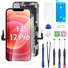 استبدال شاشة iPhone 12/12 Pro مقاس 6.1 بوصة شاشة بديلة LCD تعمل باللمس ثلاثية الأبعاد ومحول رقمي عالي الدقة مع مجموعة أدوات إصلاح + واقي شاشة مقاوم للماء in Kuwait