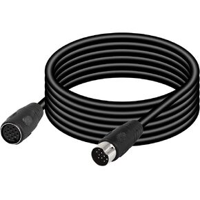 CERRXIAN DIN 13 PIN ذكر إلى أنثى كابل التحكم في الإشارة الكهربائية، UL2919 OD9.0MM 13 PIN كابل تمديد (M-F) (1 متر أسود) in Kuwait