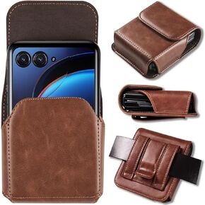 NINKI Compatible Moto Razr Plus Case 2024/2023 Razr+ Case,Galaxy Z Flip 6 Holster Case for Moto Razr 50 Ultra Case Razr 50 Case,Leather Moto Razr 2023 Holster for Galaxy Z Flip 6 Case Z Flip 5,Black