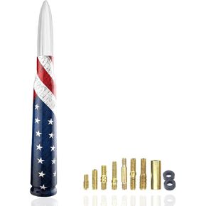American Flag Antenna, Car Truck 5.5’’ Antenna Wash-Proof Radio Antenna Aluminum Short Antenna Truck Exterior Decoration Accessories AM/FM Radio Signal for SUV Truck Most Auto Cars Antenna
