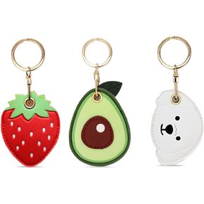 REDX1 [3Pack] حافظة جلدية واقية لغطاء Apple Airtag، جهاز تعقب سلسلة المفاتيح GPS Airtag مع حلقة مفاتيح، غطاء حماية هوائي مضاد للخدش (الفراولة، الأفوكادو، الكلب) in Kuwait