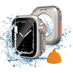 2 in 1 Waterproof Case Compatible for Apple Watch 40mm Screen Protector Series SE SE2 6 5 4 [ Like Ultra Style Case ] iWatch Tempered Glass Protective PC Back Cover Accessories 40mm, Black in Kuwait