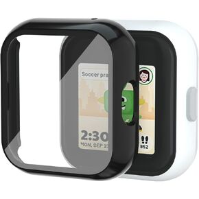 BlackPro Compatible with SyncUp KIDS Watch Screen Protector, Hard PC & Tempered Glass Sync UP Kids Watch Protector Cover Case (Black)