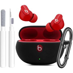 Olytop for Beats Studio Buds/Buds + Case with Cleaner kit 2021/2023, Soft Silicone Case for New Beat Studio Buds Plus Cover Protective Skin with Keychain, Cleaning Pen for Beat Studio Earbuds, Black