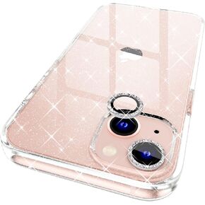 Choiche Compatible with iPhone 13 Case, Women Glitter Bling Sparkly Case Bumper, [2 x Diamond Camera Lens Protectors] [Non-Yellowing Shockproof Protective Cover] 6.1-inch 2021 (Glitter Purple)