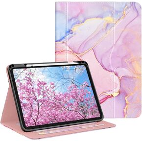 حافظة OKP لجهاز iPad الجيل العاشر 2022، حافظة iPad من الجيل العاشر مع غطاء حامل من جلد البولي يوريثان متعدد الزوايا مع حامل قلم رصاص وجيب، خاصية النوم/الاستيقاظ التلقائي، أسود بني