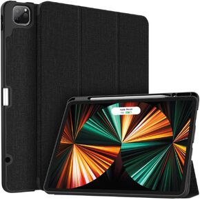 Soke iPad Pro 12.9 Case 2022 2021 with Pencil Holder - [Full Body Protection + 2nd Gen Apple Pencil Charge + Auto Wake/Sleep], Soft TPU Back Cover for iPad Pro 12.9 inch 6th 5th Generation(Aqua)