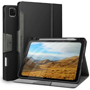 حافظة Antbox لجهاز iPad Pro 12.9 بوصة الجيل السادس (2022) الجيل الخامس/الرابع/الجيل الثالث (2021/2020/2018)، حامل قلم رصاص مدمج وظيفة النوم/الاستيقاظ التلقائي غطاء ذكي من جلد البولي يوريثان (بني)