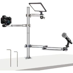 طقم حامل ذراع البث المباشر، حامل كاميرا ويب مرن مثبت على المكتب ومشبك ذراع الكاميرا، طقم بودكاست للضوء الحلقي/كاميرا DSLR/كاميرا الويب/إضاءة اللوحة in Kuwait