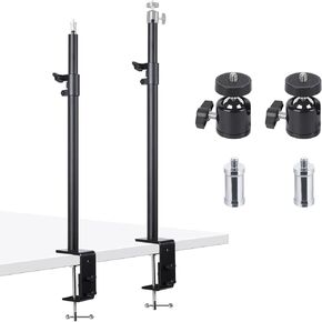 حامل مشبك C، حامل مشبك C مثبت على المكتب 1/4 بوصة رأس كروي قابل للدوران 360 درجة، حامل إضاءة قابل للتعديل 15.7 بوصة - 29.5 بوصة، مشبك C على الطاولة لكاميرا DSLR، ضوء حلقي، بث مباشر، صور فيديو in Kuwait