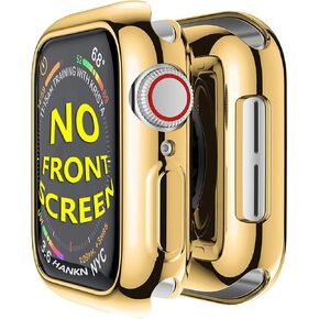 HANKN Case Compatible with Apple Watch Series 4 5 6 SE 44mm Case, Soft TPU Plated Shockproof Iwatch Shell Cover Bumper [No Front Screen Protector] - Black 44mm
