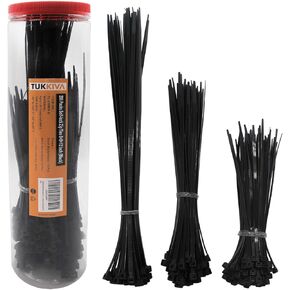 200 Pack Black Zip Ties Assorted Sizes 6+8+12 Inch Heavy Duty Cable Ties - Variety Pack Wire Ties