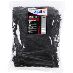 Cambridge ZipIts Nylon 6/6 UL Listed Cable Ties 11-in 75 Lb Tensile Strength Standard Duty Self Locking Natural Zip Ties, 1,000 Pack, Contractor Quality and Strength