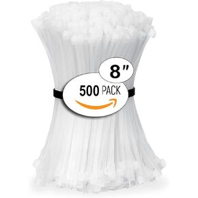 ربطات عنق من PINKJOY مقاس 8 بوصة (500 حزمة)، قوة شد 40 رطل، أربطة سلكية للاستخدام الداخلي والخارجي، روابط كابل (أسود) in Kuwait