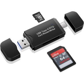 iJiGui قارئ بطاقات SD 3 في 1، قارئ بطاقات من النوع C ومنفذ Micro USB 2.0، قارئ بطاقات الذاكرة، قارئ بطاقات SD/Micro SD للكمبيوتر والهواتف الذكية والكمبيوتر اللوحي مع وظيفة OTG in Kuwait