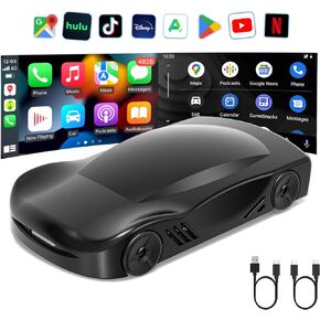 M CARKUMI محول Carplay اللاسلكي Android Auto وCarPlay AI Box Plug&Play اتصال تلقائي Carplay محول لاسلكي مع Netflix/YouTube/Google Play مناسب لسيارات CarPlay السلكية 2017+ OEM in Kuwait
